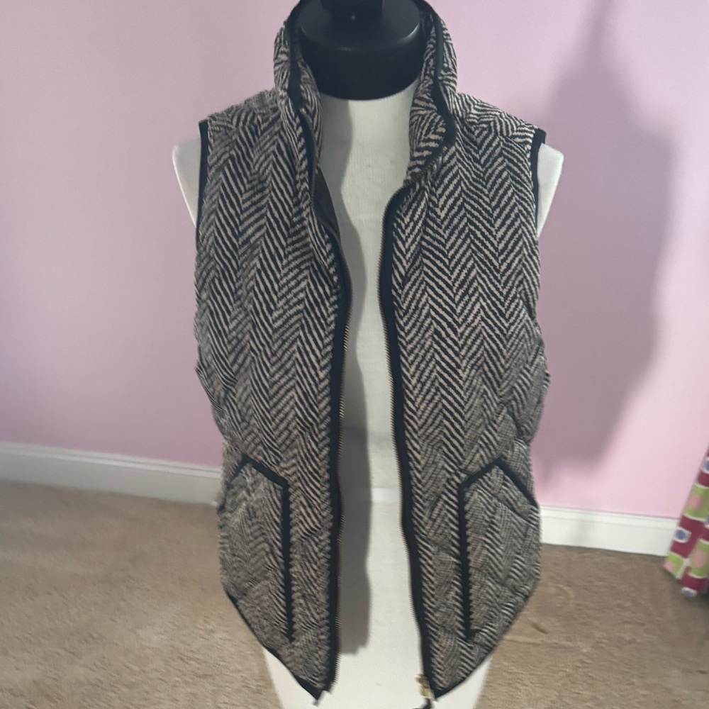 J. Crew Black & White Herringbone Vest